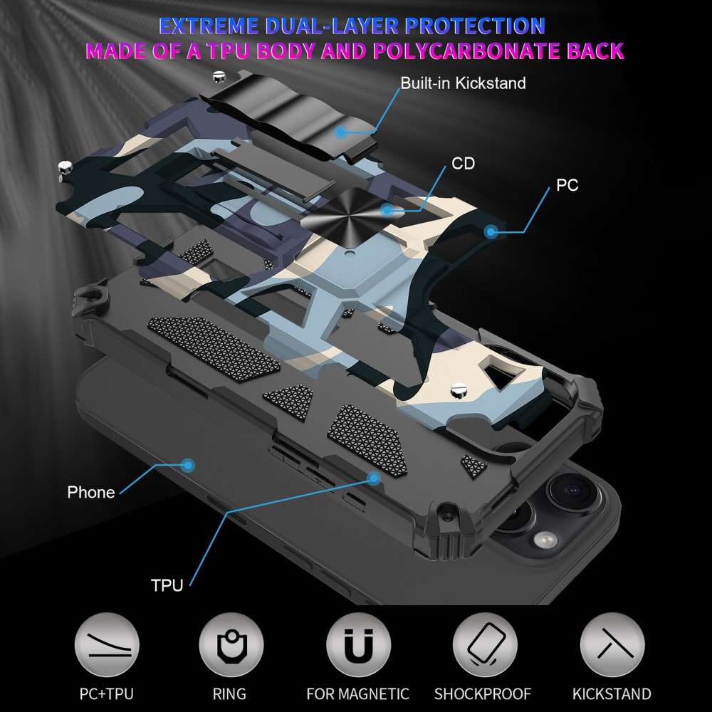 Outdoor Hülle für Apple iPhone 16 PRO MAX Camouflage Shockproof PC Schutzcover