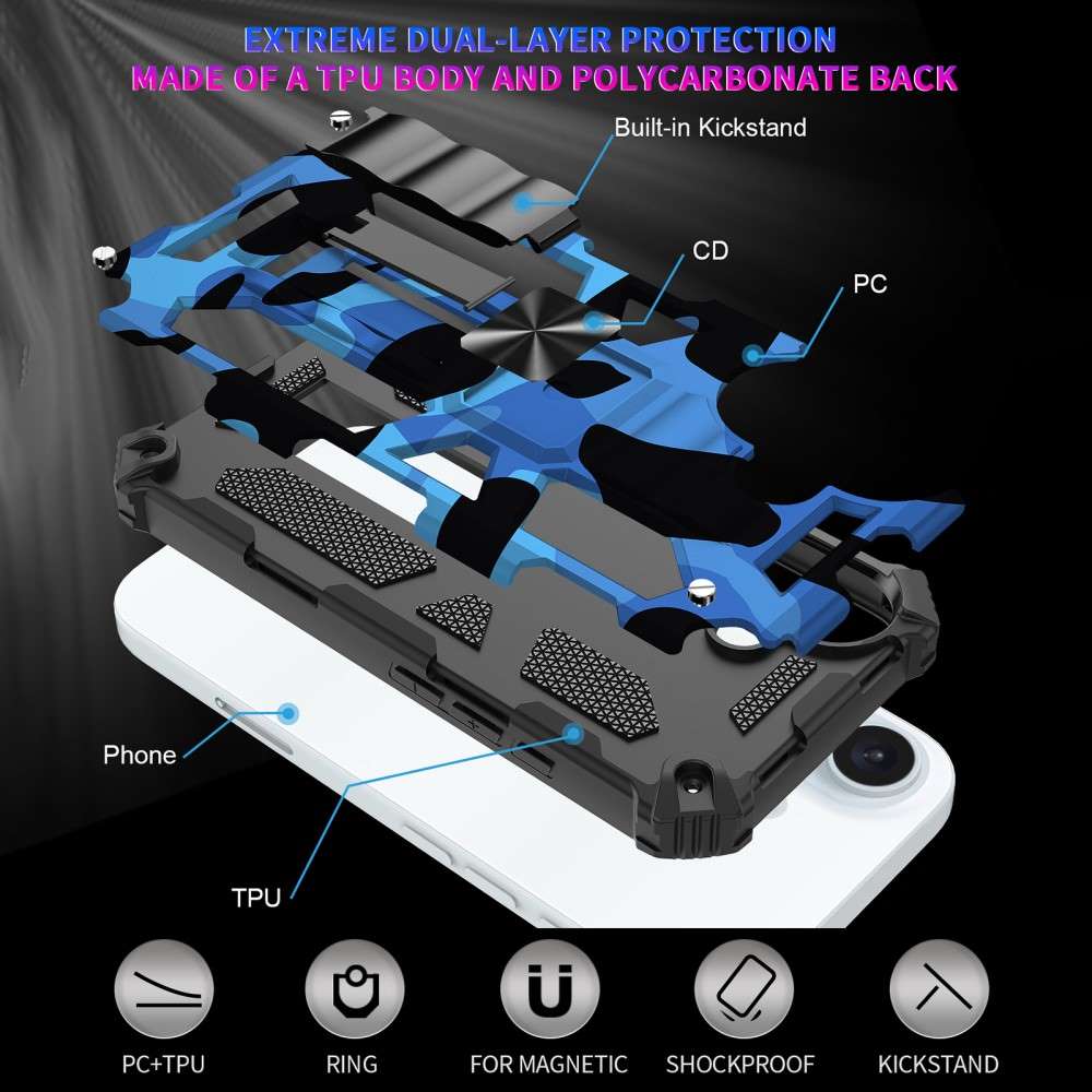 Outdoor Hülle für Apple iPhone 16 Camouflage Shockproof Schutz Cover Armor Kick