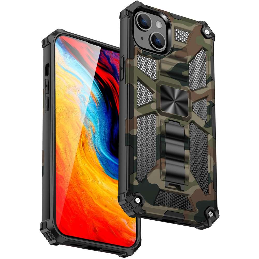 Outdoor Hülle für Apple iPhone 15 Camouflage Shockproof Schutz Cover Armor Kick
