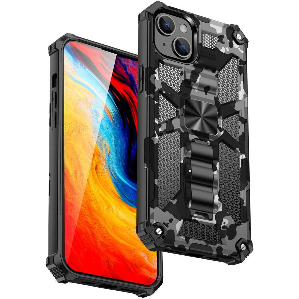 Outdoor Hülle für Apple iPhone 15 Camouflage Shockproof Schutz Cover Armor Kick