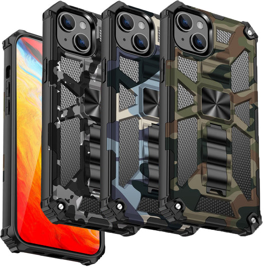 Outdoor Hülle für Apple iPhone 15 Camouflage Shockproof Schutz Cover Armor Kick