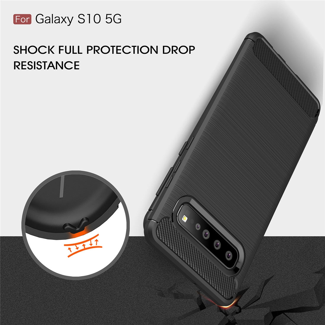 TPU Hülle für Samsung Galaxy S10 5G Carbon Fiber Skin Brushed Schutzcover Case