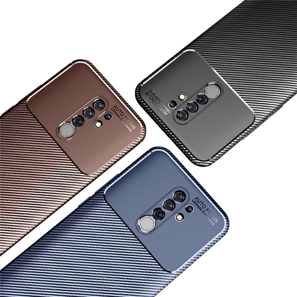 TPU Case für XIAOMI REDMI 9 Carbon Fiber Muster Shockproof Texture Hülle Cover