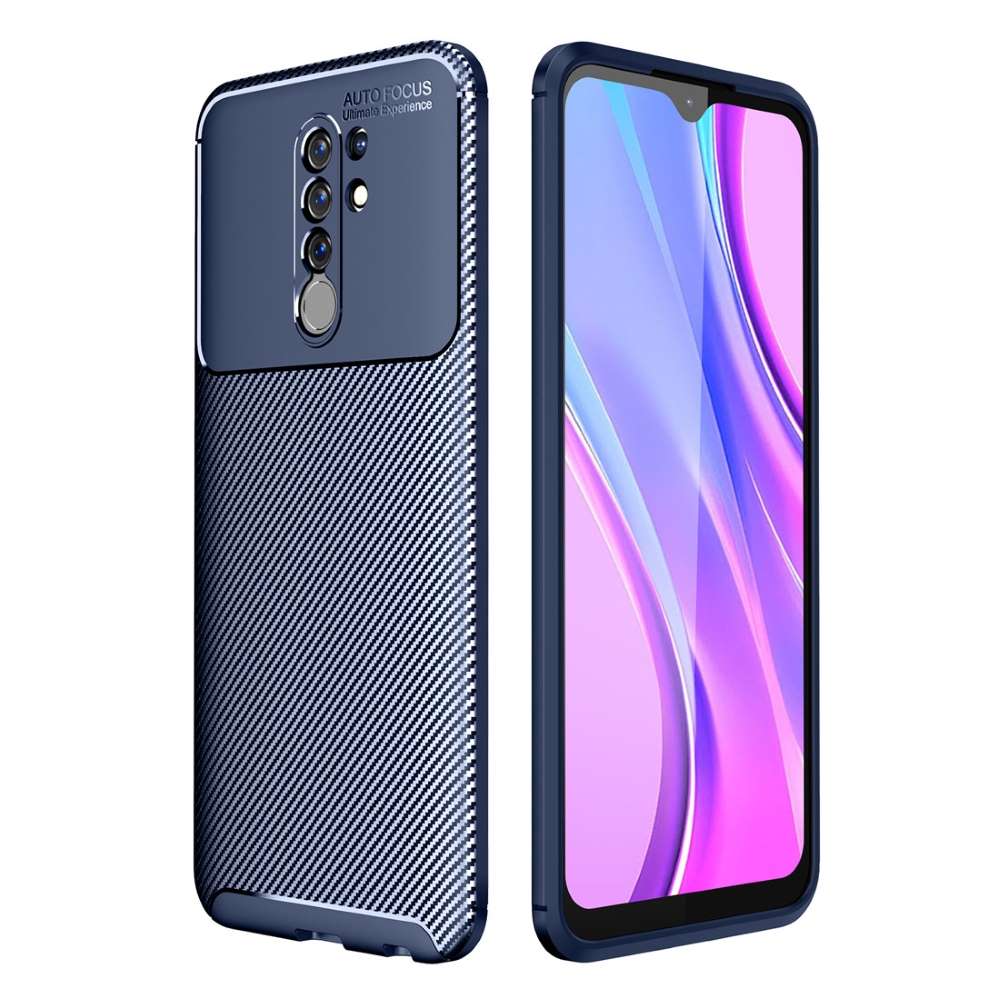 TPU Case für XIAOMI REDMI 9 Carbon Fiber Muster Shockproof Texture Hülle Cover