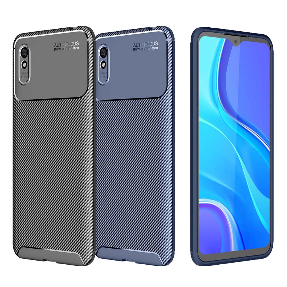 TPU Case für XIAOMI REDMI 9A Carbon Fiber Muster Shockproof Texture Hülle Cover