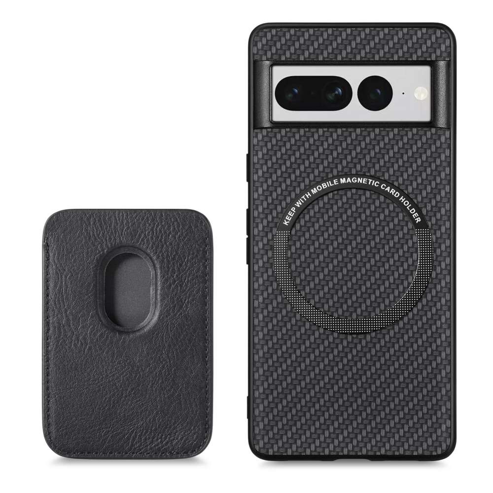 TPU Hülle für Google Pixel 7 PRO Carbon Fiber Magnet Bag Card Schutzhülle Cover