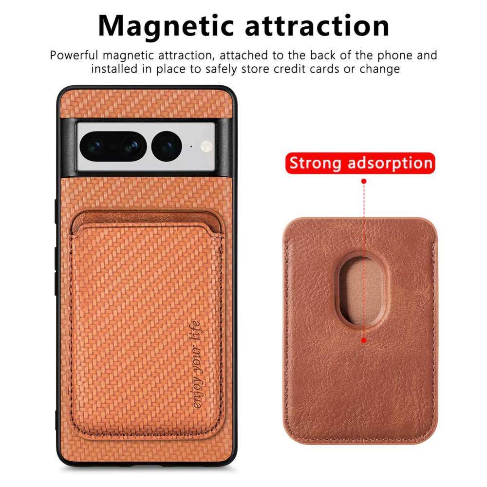 TPU Hülle für Google Pixel 7 PRO Carbon Fiber Magnet Bag Card Schutzhülle Cover