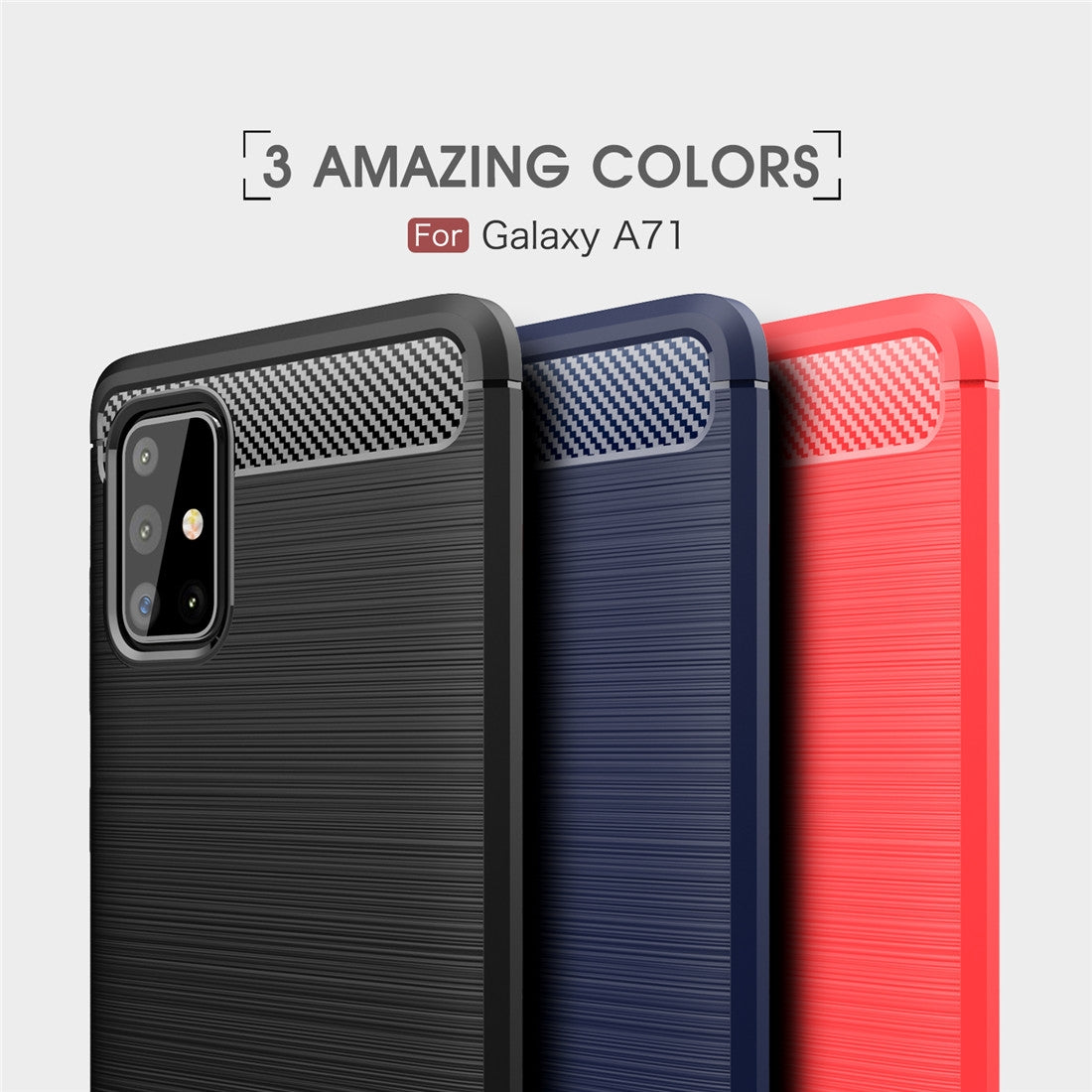 TPU Hülle für Samsung Galaxy A71 Carbon Fiber Skin Brushed Schutzcover Soft Case