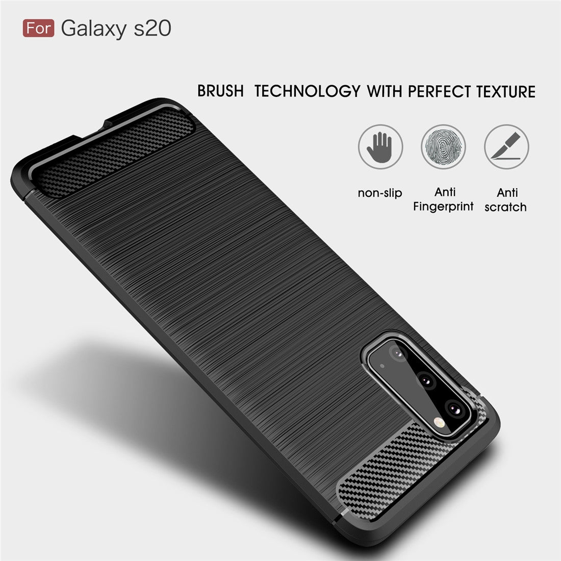 TPU Hülle für Samsung Galaxy S20 Carbon Fiber Skin Brushed Schutzcover Soft Case