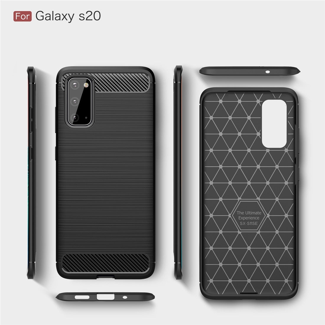 TPU Hülle für Samsung Galaxy S20 Carbon Fiber Skin Brushed Schutzcover Soft Case