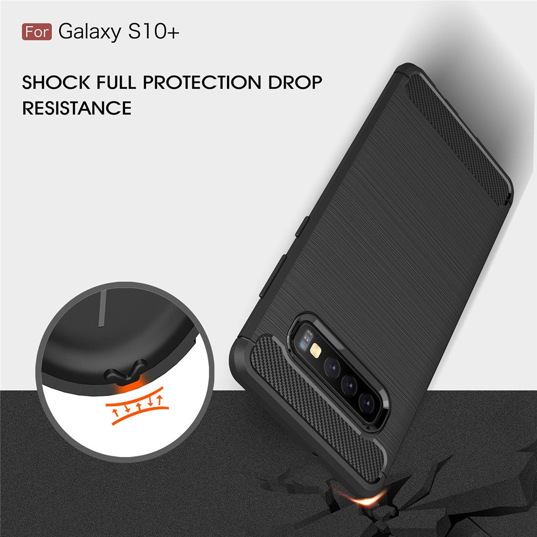 TPU Hülle für Samsung Galaxy S10 PLUS Carbon Fiber Skin Brushed Schutzcover Case
