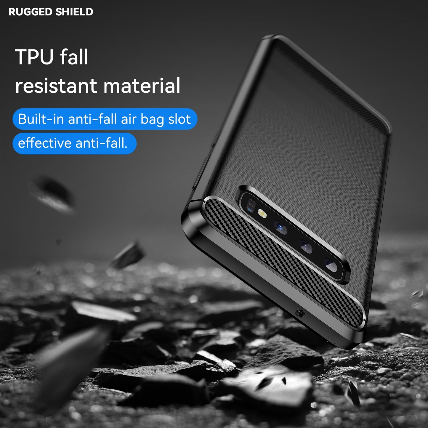 TPU Hülle für Samsung Galaxy S10 Carbon Fiber Skin Brushed Schutzcover Soft Case