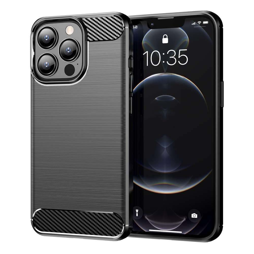 TPU Case für Apple iPhone 13 PRO MAX Carbon Fiber Skin Brushed Soft Schutz Hülle