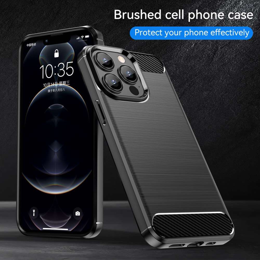 TPU Case für Apple iPhone 13 PRO MAX Carbon Fiber Skin Brushed Soft Schutz Hülle