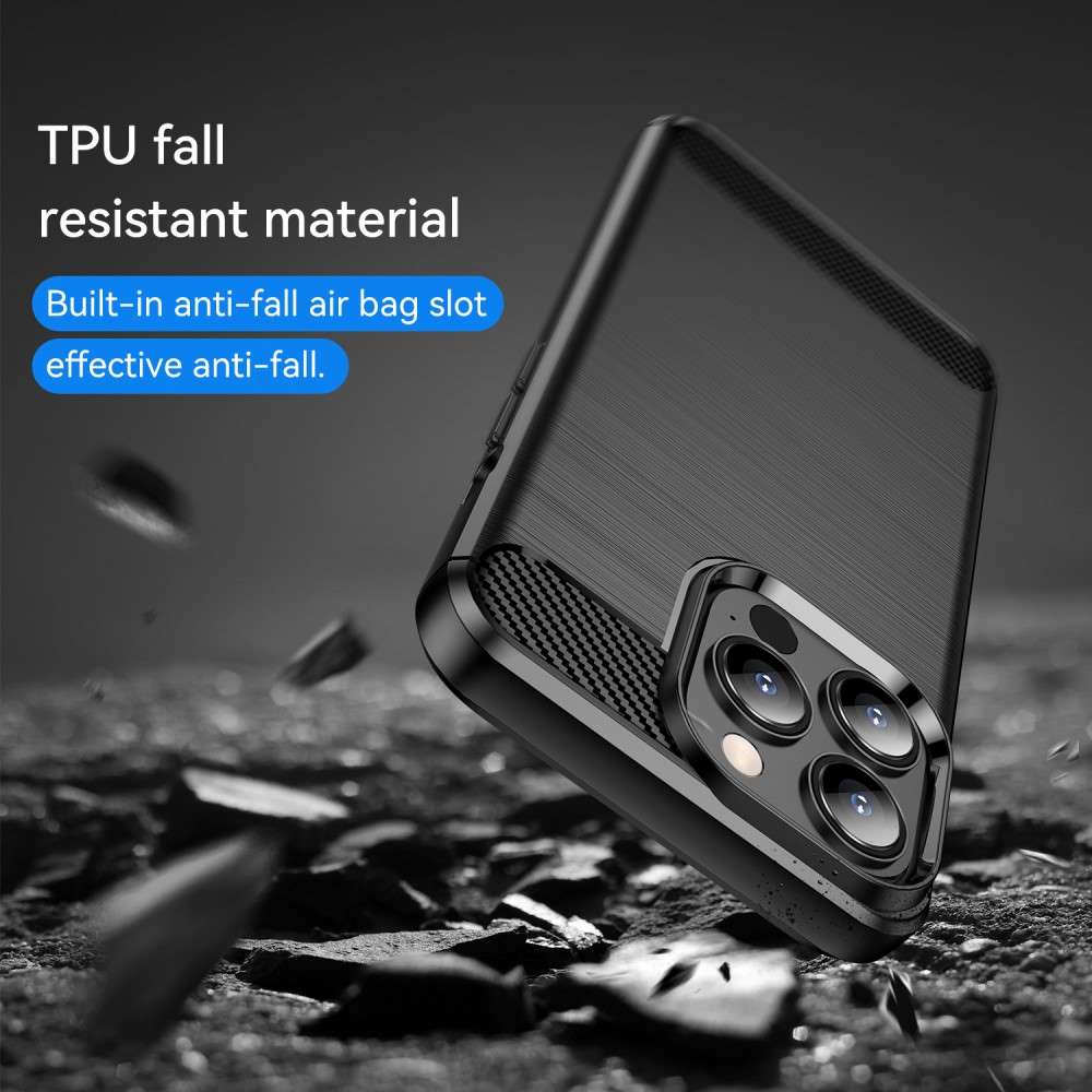 TPU Case für Apple iPhone 13 PRO MAX Carbon Fiber Skin Brushed Soft Schutz Hülle