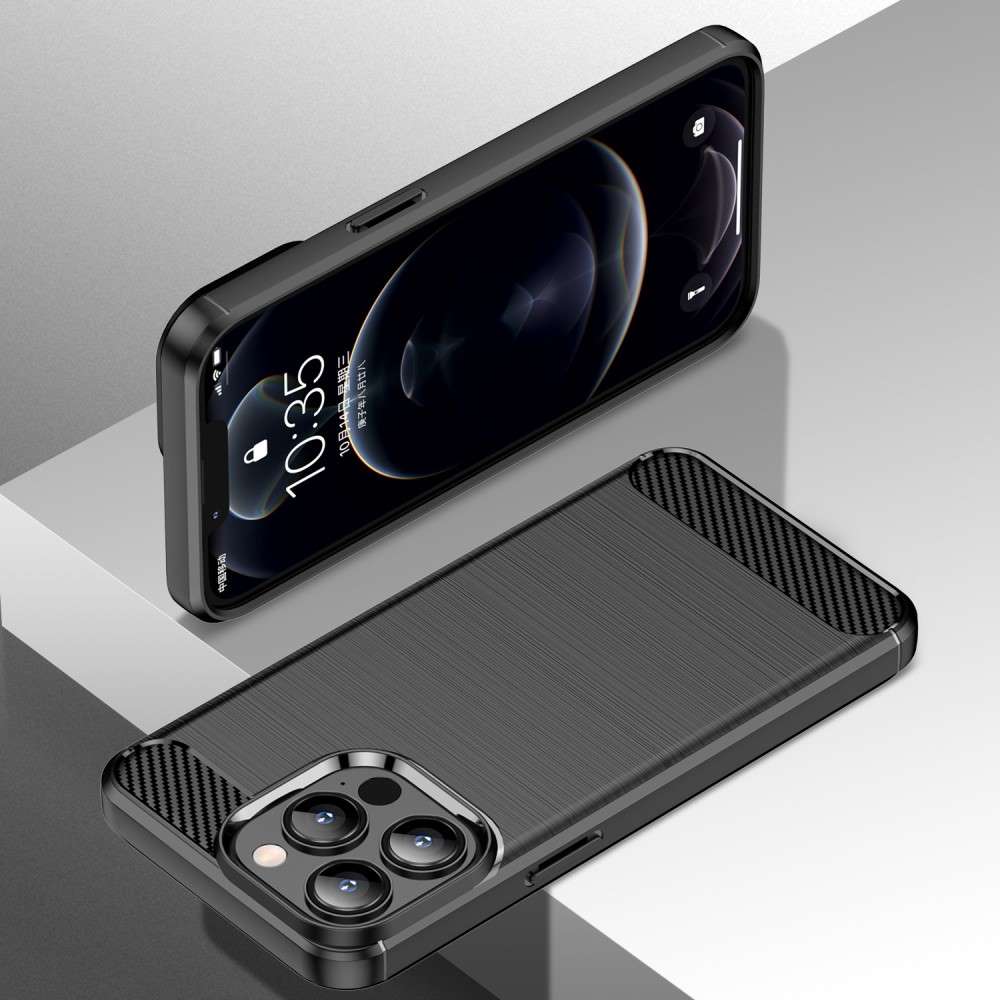 TPU Case für Apple iPhone 13 PRO MAX Carbon Fiber Skin Brushed Soft Schutz Hülle