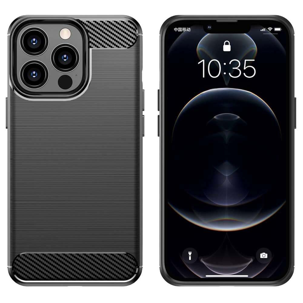 TPU Case für Apple iPhone 13 PRO MAX Carbon Fiber Skin Brushed Soft Schutz Hülle