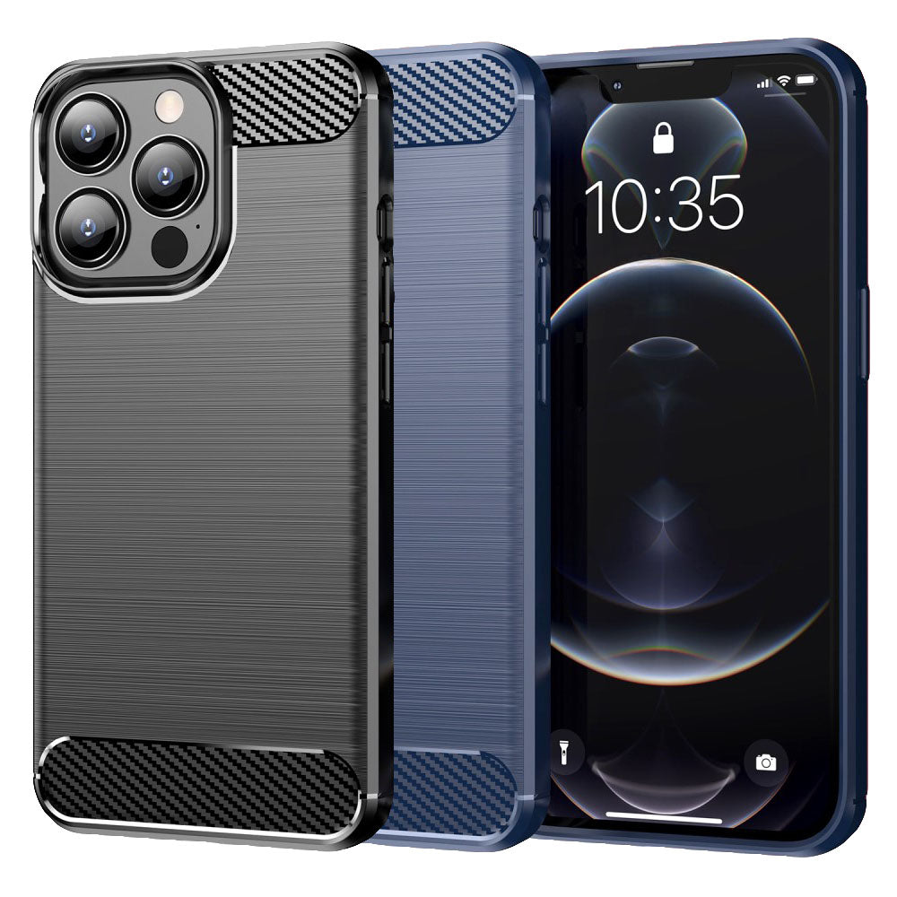 TPU Case für Apple iPhone 13 PRO MAX Carbon Fiber Skin Brushed Soft Schutz Hülle