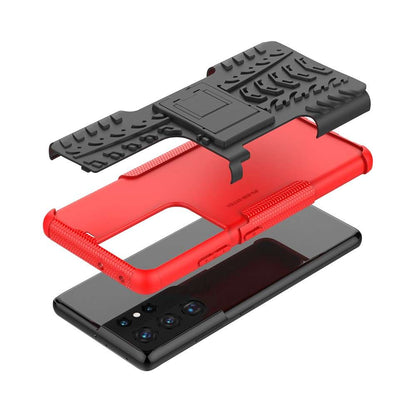 Outdoor Hülle für Samsung Galaxy S21 ULTRA Tire Rutschfest Stand PC TPU Case