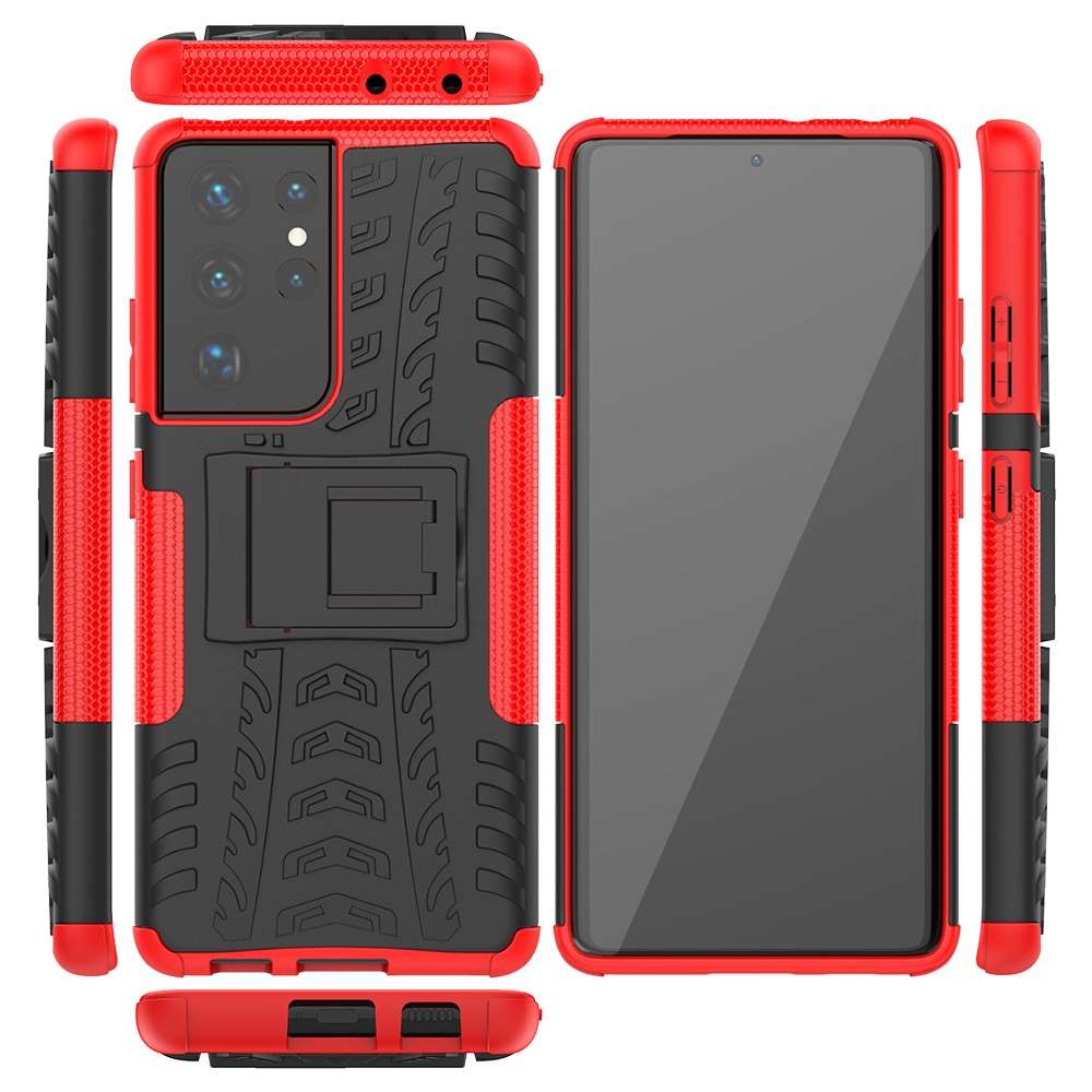 Outdoor Hülle für Samsung Galaxy S21 ULTRA Tire Rutschfest Stand PC TPU Case