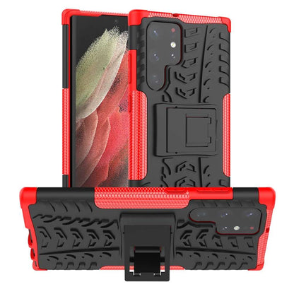Outdoor Hülle für Samsung Galaxy S22 ULTRA Tire Rutschfest Stand PC TPU Case