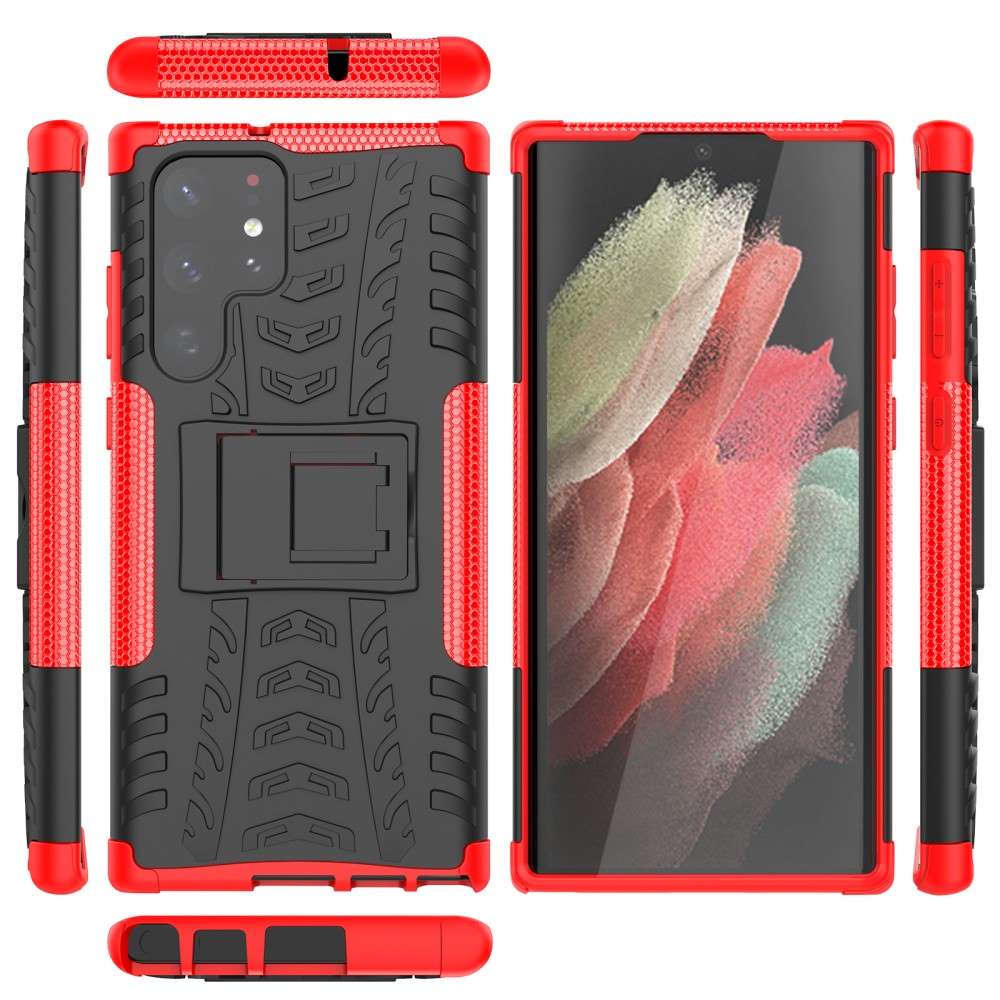 Outdoor Hülle für Samsung Galaxy S22 ULTRA Tire Rutschfest Stand PC TPU Case