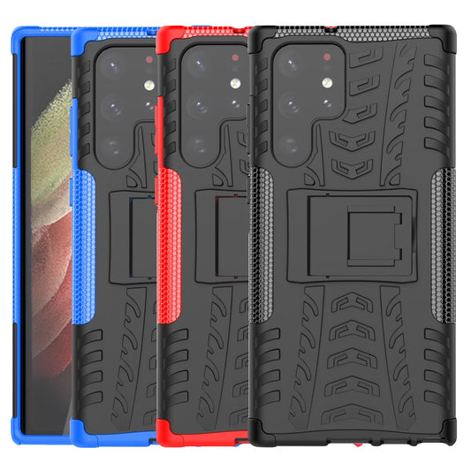 Outdoor Hülle für Samsung Galaxy S22 ULTRA Tire Rutschfest Stand PC TPU Case