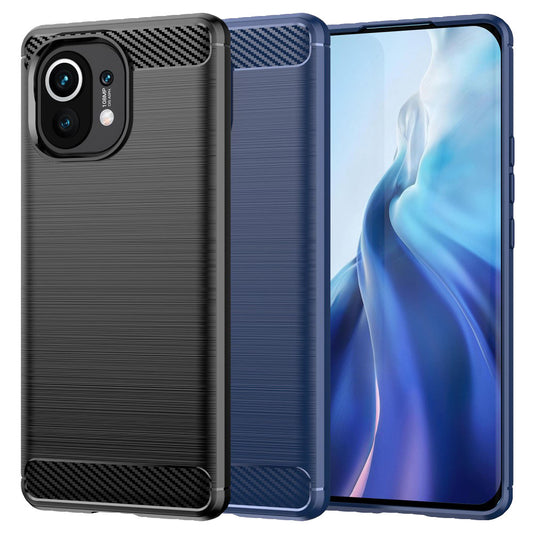 TPU Case für XIAOMI MI 11 Carbon Fiber Skin Brushed Schutz Hülle Soft Cover