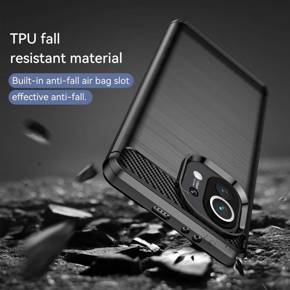 TPU Case für XIAOMI MI 11 Carbon Fiber Skin Brushed Schutz Hülle Soft Cover