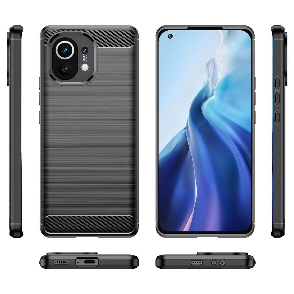 TPU Case für XIAOMI MI 11 Carbon Fiber Skin Brushed Schutz Hülle Soft Cover
