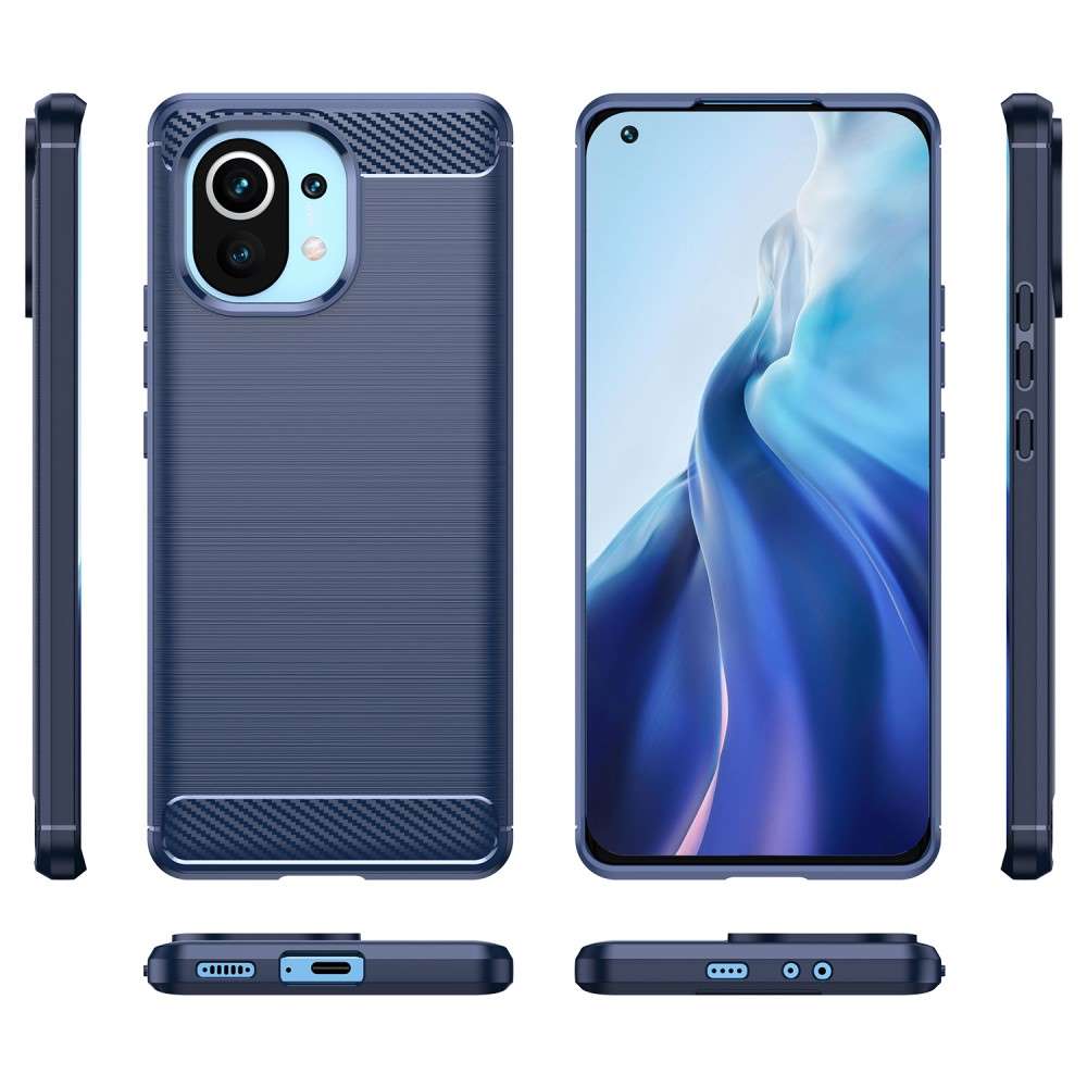 TPU Case für XIAOMI MI 11 Carbon Fiber Skin Brushed Schutz Hülle Soft Cover