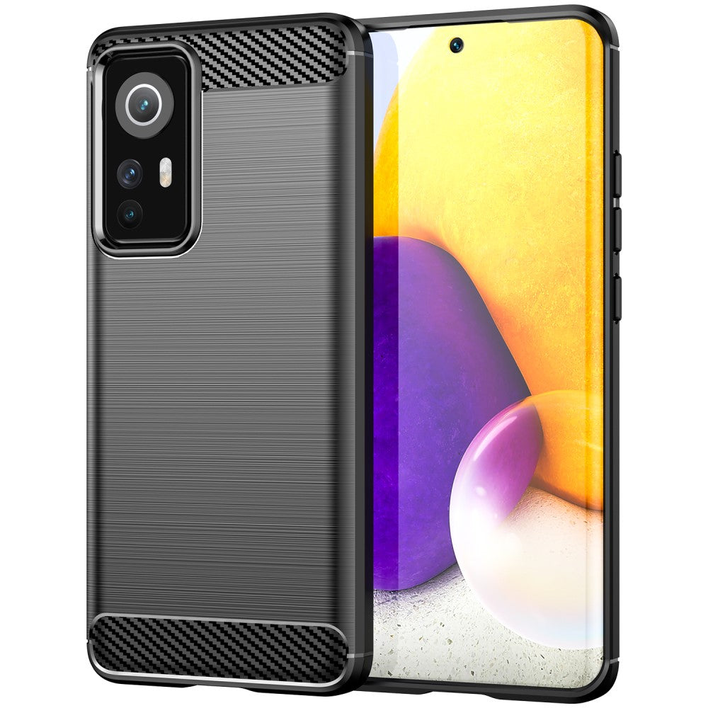 TPU Hülle für Xiaomi 12 12X Carbon Fiber Skin Brushed Schutz Backcover Soft Case
