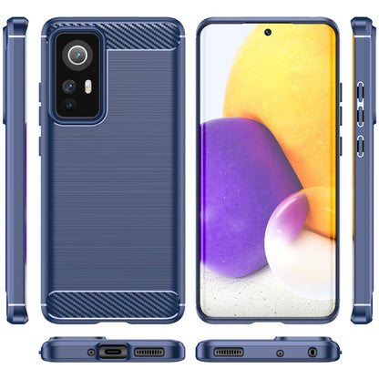 TPU Hülle für Xiaomi 12 12X Carbon Fiber Skin Brushed Schutz Backcover Soft Case