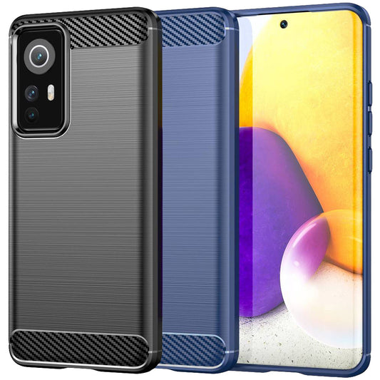 TPU Hülle für Xiaomi 12 12X Carbon Fiber Skin Brushed Schutz Backcover Soft Case