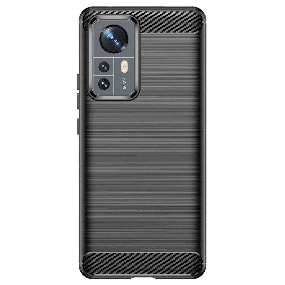 TPU Hülle für Xiaomi 12 PRO Carbon Fiber Skin Brushed Schutz Backcover Soft Case