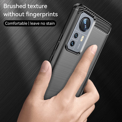TPU Hülle für Xiaomi 12 PRO Carbon Fiber Skin Brushed Schutz Backcover Soft Case