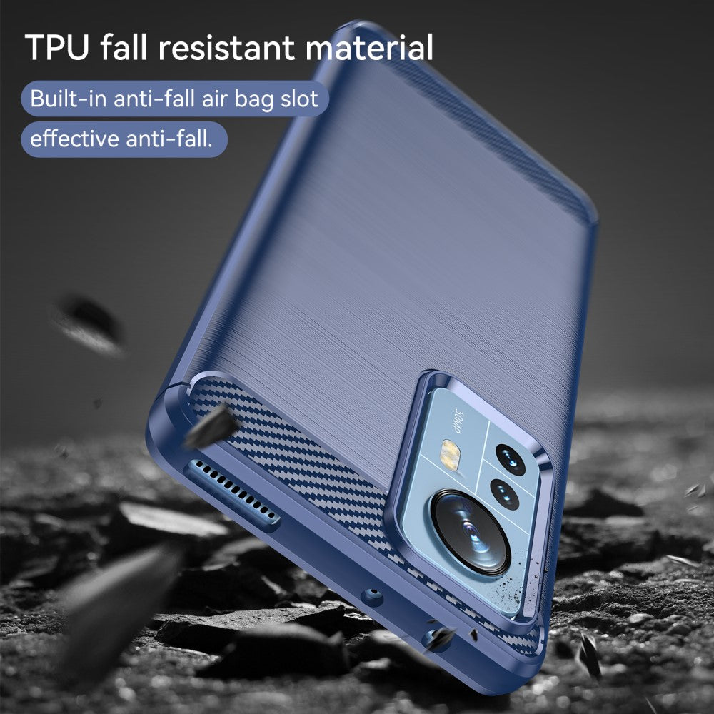 TPU Hülle für Xiaomi 12 PRO Carbon Fiber Skin Brushed Schutz Backcover Soft Case