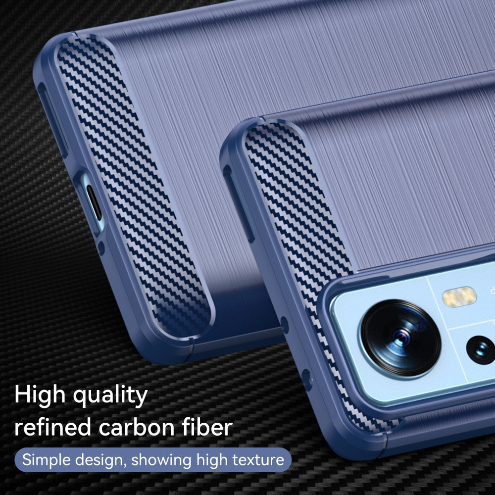 TPU Hülle für Xiaomi 12 PRO Carbon Fiber Skin Brushed Schutz Backcover Soft Case