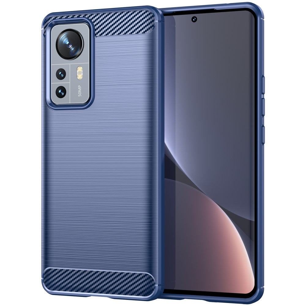TPU Hülle für Xiaomi 12 PRO Carbon Fiber Skin Brushed Schutz Backcover Soft Case