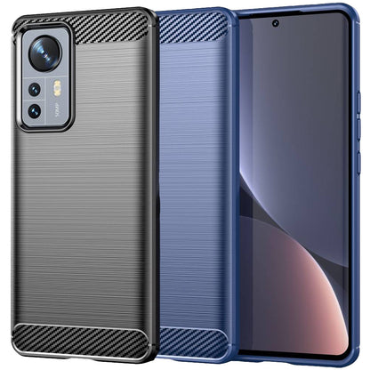 TPU Hülle für Xiaomi 12 PRO Carbon Fiber Skin Brushed Schutz Backcover Soft Case