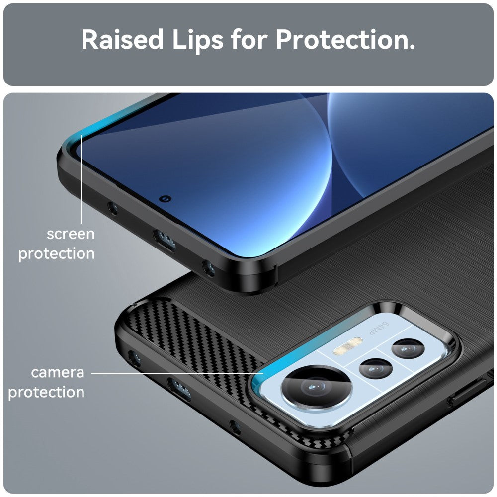 TPU Hülle für Xiaomi 12 LITE Carbon Fiber Skin Brushed Schutzcover Soft Case