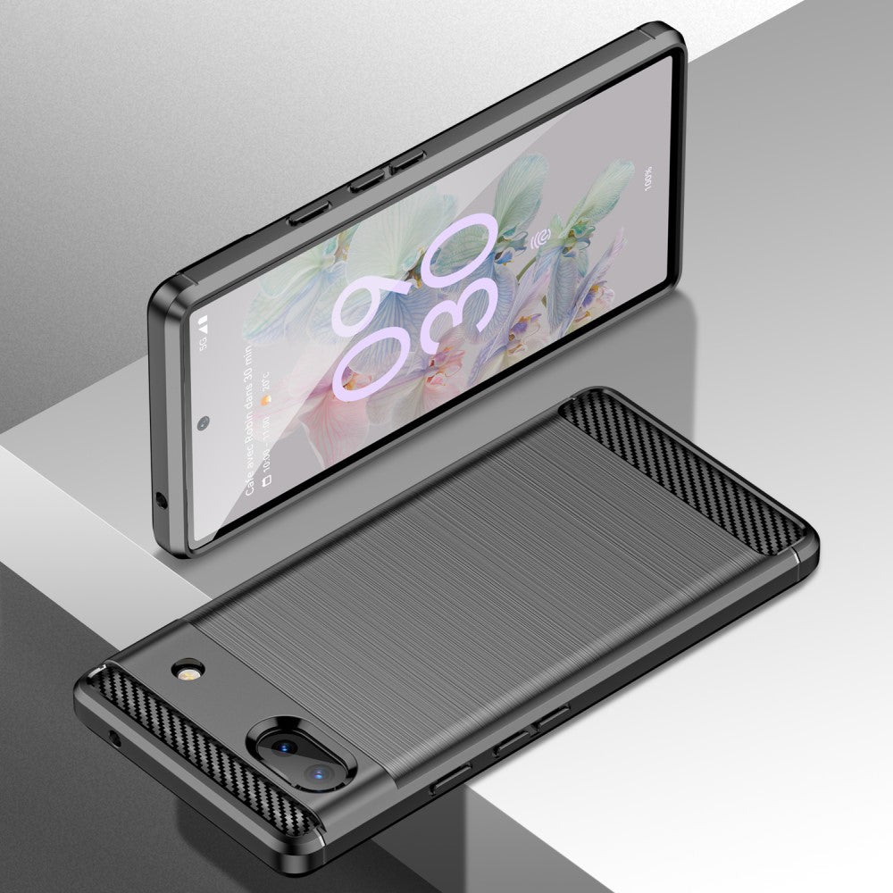 TPU Hülle für Google Pixel 6a Carbon Fiber Skin Brushed Schutzcover Soft Case