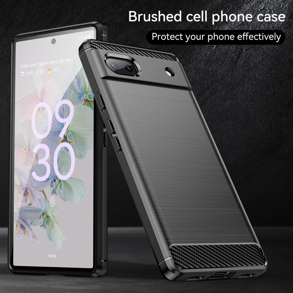 TPU Hülle für Google Pixel 6a Carbon Fiber Skin Brushed Schutzcover Soft Case
