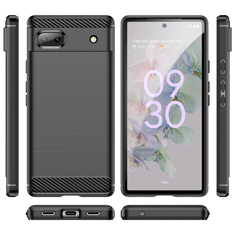 TPU Hülle für Google Pixel 6a Carbon Fiber Skin Brushed Schutzcover Soft Case
