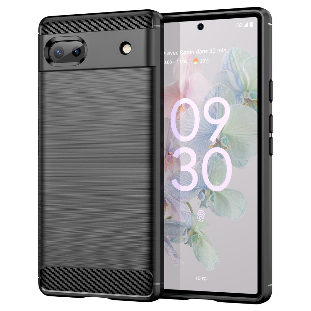 TPU Hülle für Google Pixel 6a Carbon Fiber Skin Brushed Schutzcover Soft Case