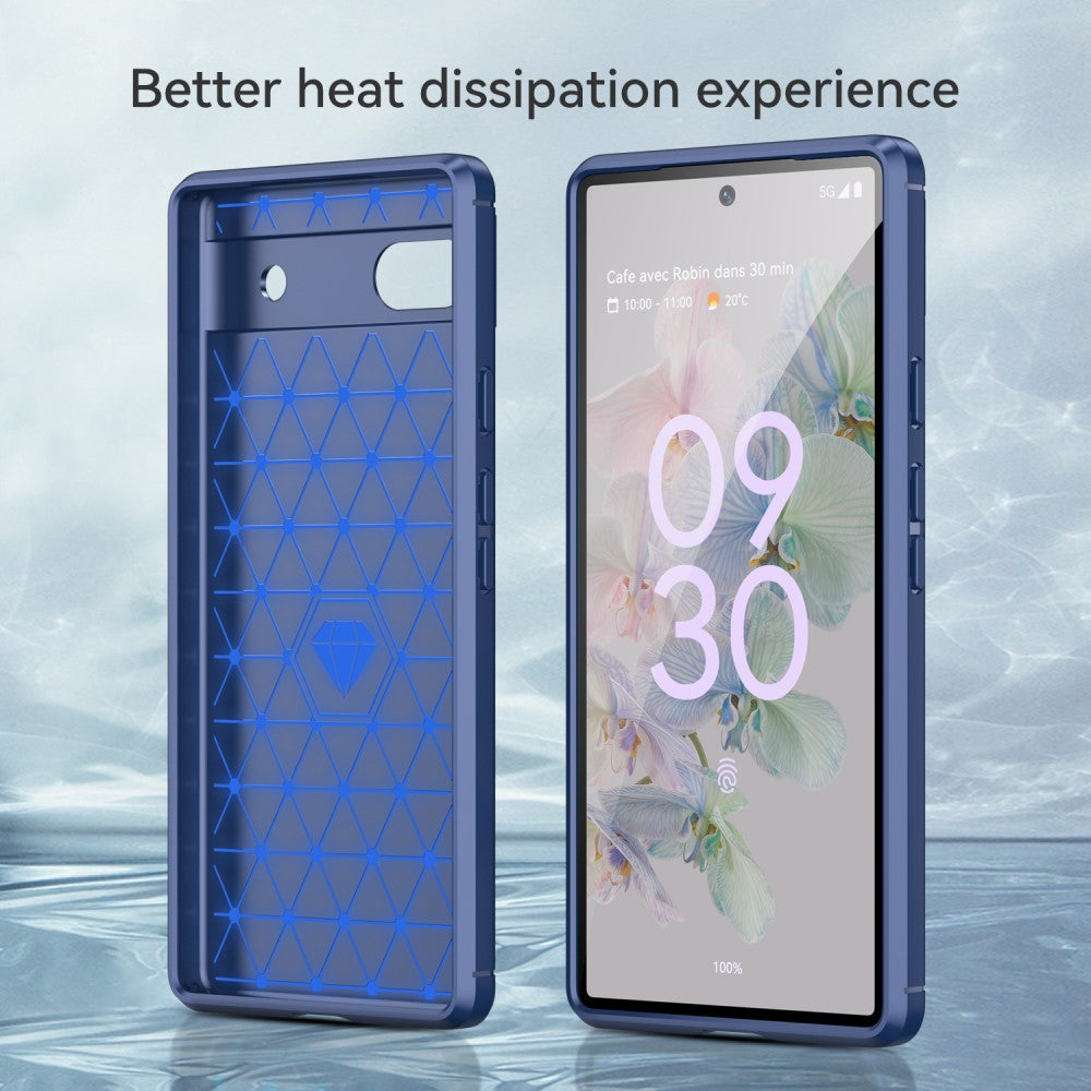 TPU Hülle für Google Pixel 6a Carbon Fiber Skin Brushed Schutzcover Soft Case