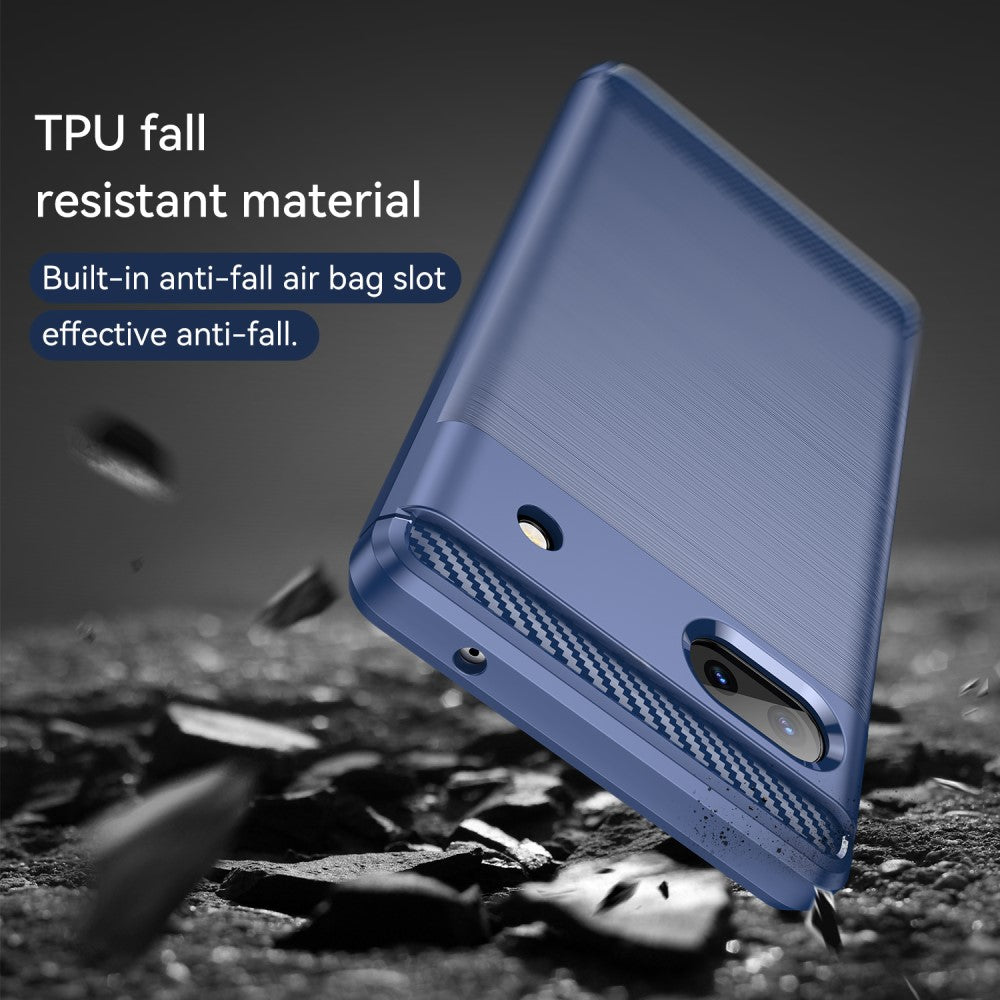 TPU Hülle für Google Pixel 6a Carbon Fiber Skin Brushed Schutzcover Soft Case