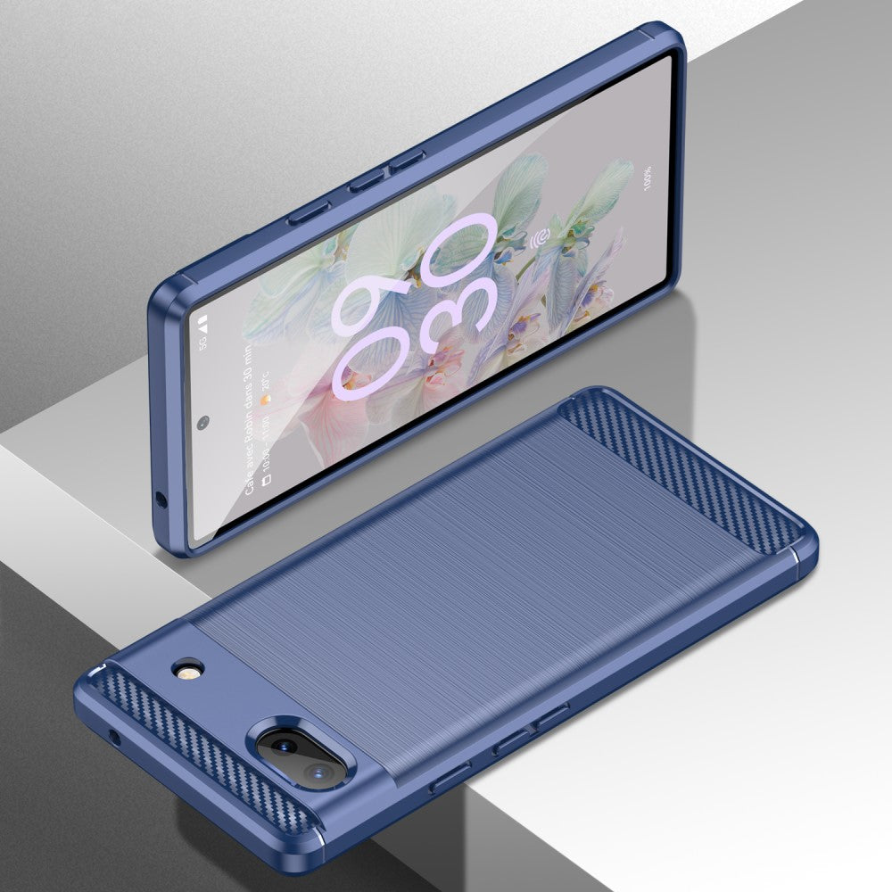 TPU Hülle für Google Pixel 6a Carbon Fiber Skin Brushed Schutzcover Soft Case