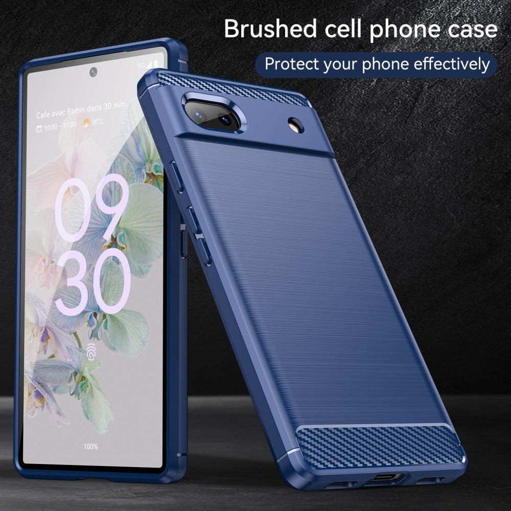 TPU Hülle für Google Pixel 6a Carbon Fiber Skin Brushed Schutzcover Soft Case