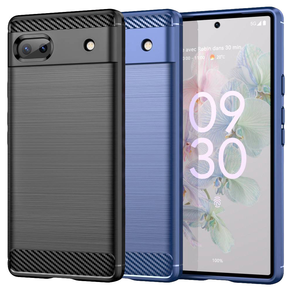TPU Hülle für Google Pixel 6a Carbon Fiber Skin Brushed Schutzcover Soft Case